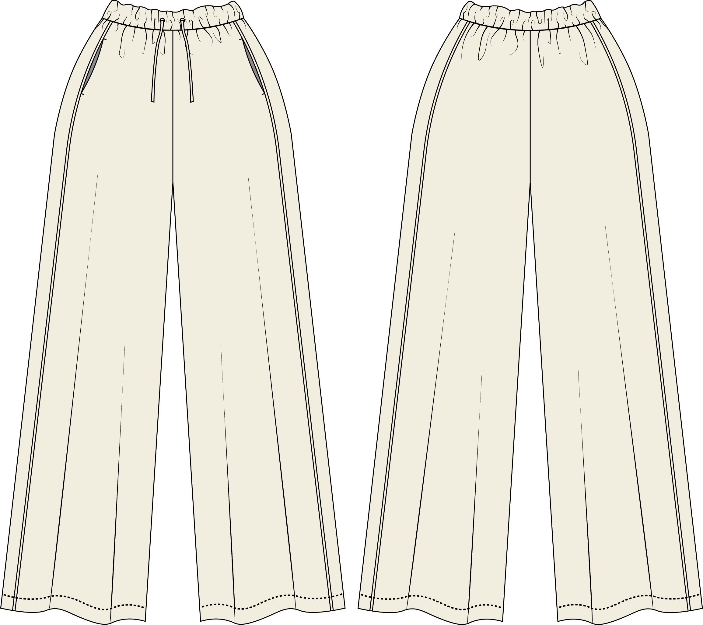 technical drawing of pants